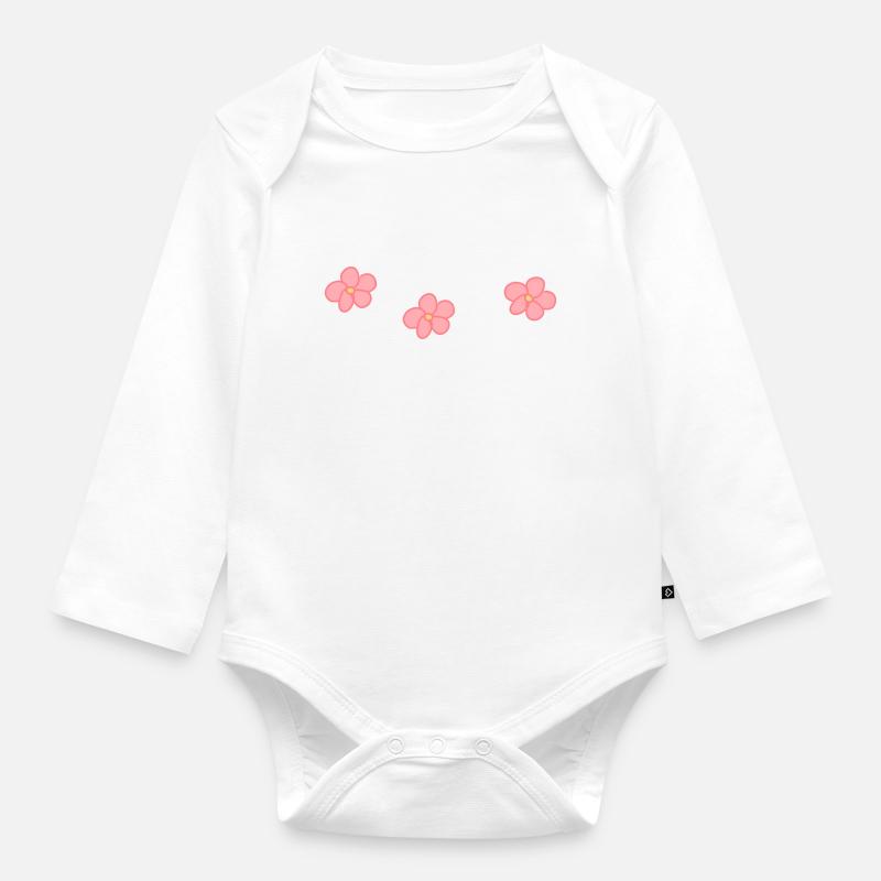 Trois fleurs fleur plante fleur rose fleur - Body Bébé bio manches longues - blanc