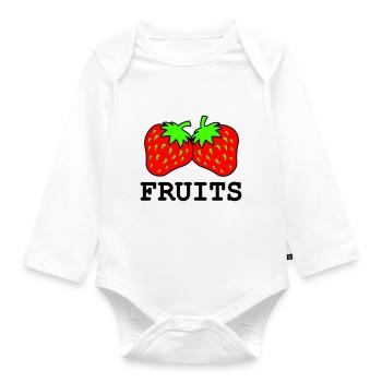 erdbeeren - Baby Bio-Langarm-Body - Weiß - Vorne