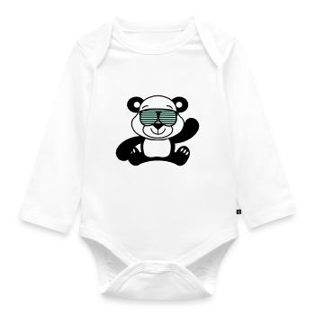 Panda Ours Cool - Body Bébé bio manches longues - blanc - Devant
