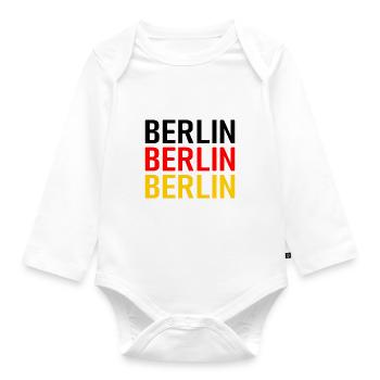 Berlin Deutschland Germany Nationalfarben - Baby Bio-Langarm-Body - Weiß - Vorne