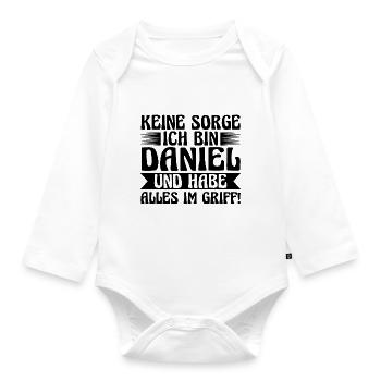 First name Daniel - Organic Longsleeve Baby Bodysuit - white - Front