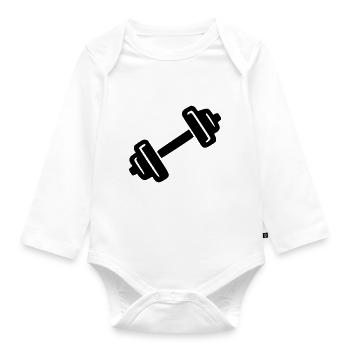 Hantel - Baby Bio-Langarm-Body - Weiß - Vorne