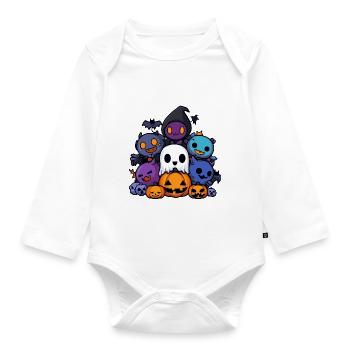 Halloween Party Figures Comic - Organic Longsleeve Baby Bodysuit - white - Front