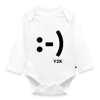 Lächeln Y2K schwarz - Baby Bio-Langarm-Body - Weiß - Vorne