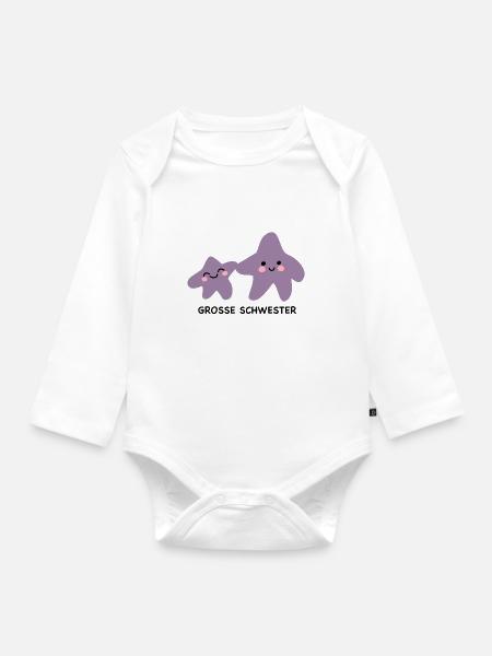 Süße Sternchen Große Schwester - Baby Bio-Langarm-Body - Weiß