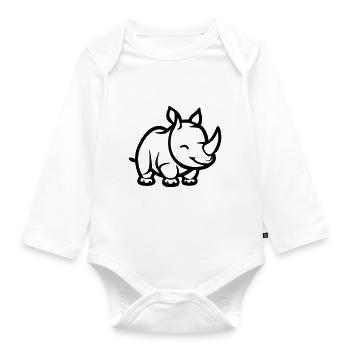 Rhinoceros - Organic Longsleeve Baby Bodysuit - white - Front