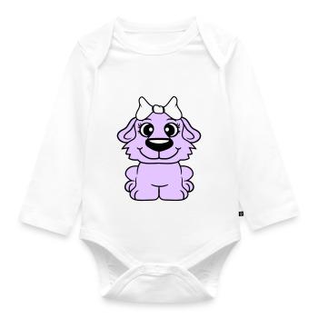 Dog Girl Cute Bow Female Woman Girl - Organic Longsleeve Baby Bodysuit - white - Front