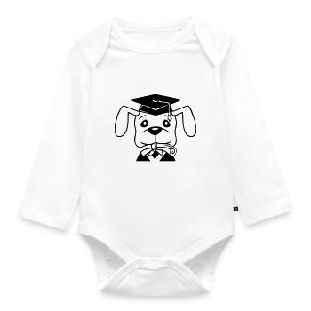 Dog School Graduation Certificate Gymnasium College Abi - Organic Longsleeve Baby Bodysuit - white - Front