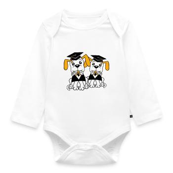 Dogs School Graduation Certificate Gymnasium College Abi - Organic Longsleeve Baby Bodysuit - white - Front
