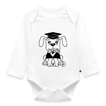Dog School Graduation Certificate Gymnasium College Abi - Organic Longsleeve Baby Bodysuit - white - Front