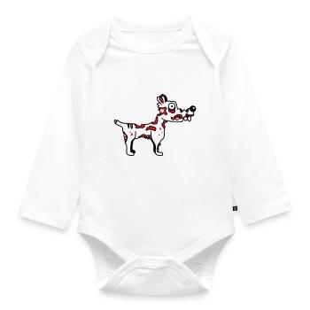 Hund Zombie Untot Halloween Horror Leiche Grusel - Baby Bio-Langarm-Body - Weiß - Vorne