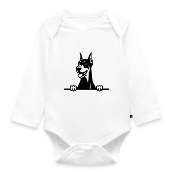 Doberman Pinscher - Baby Bio-Langarm-Body - Weiß - Vorne