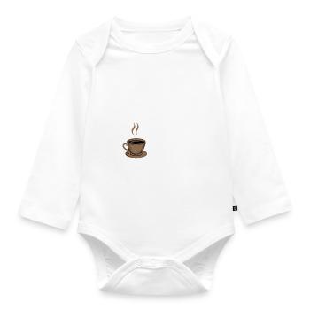 Aber erster Kaffee Koffein Morgen Espresso Lustig - Baby Bio-Langarm-Body - Weiß - Vorne