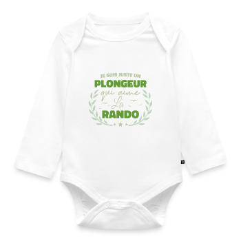 Fier d’être Plongeur et Passionné de la Rando - Body Bébé bio manches longues - blanc - Devant