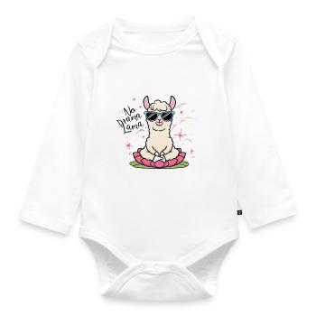 No Drama Lama - Organic Longsleeve Baby Bodysuit - white - Front
