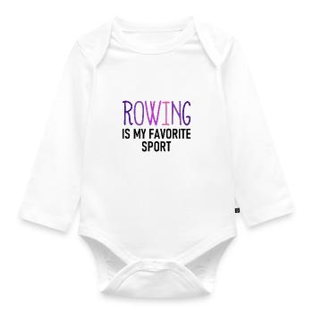 L’aviron est mon sport préféré - Rudern - Ruderin - Body Bébé bio manches longues - blanc - Devant