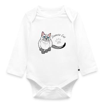 Curious Siamese cat - Organic Longsleeve Baby Bodysuit - white - Front