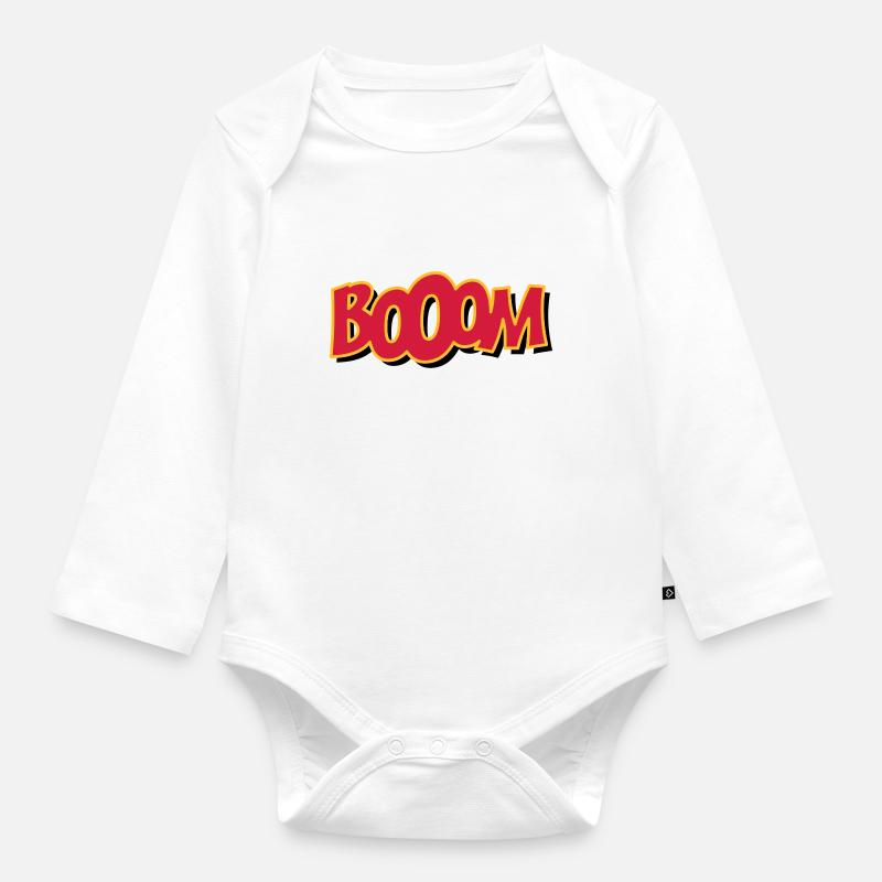 booom - Organic Longsleeve Baby Bodysuit - white