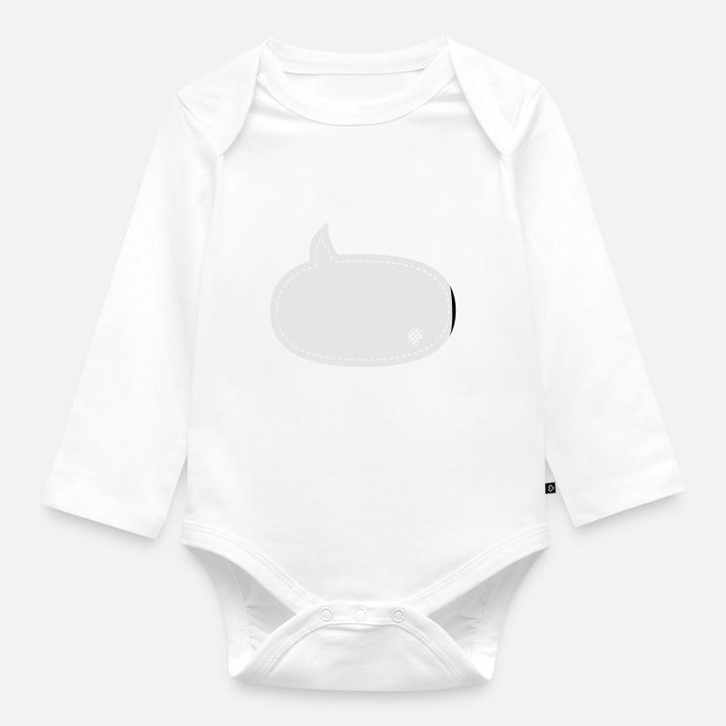 speech balloon patch - Baby Bio-Langarm-Body - Weiß