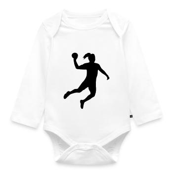 Handball Sprungwurf - Baby Bio-Langarm-Body - Weiß - Vorne