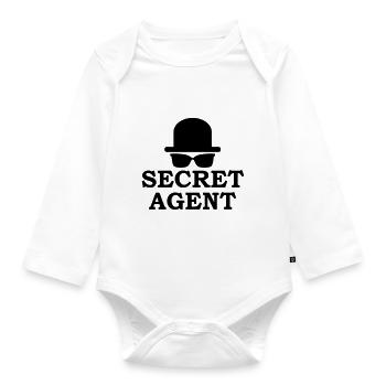 Secret Agent Sonnenbrille - Baby Bio-Langarm-Body - Weiß - Vorne