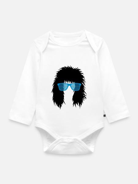 shutter brille - haare - frisur - Langærmet babybody, økologisk bomuld - hvid