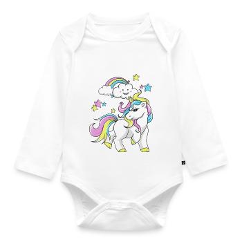 Einhorn - Baby Bio-Langarm-Body - Weiß - Vorne