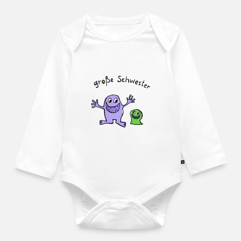 Große Schwester - Baby Bio-Langarm-Body - Weiß