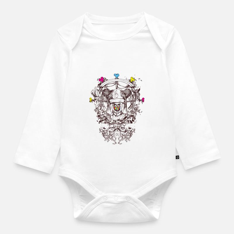 Abstract art - mythical creature - Organic Longsleeve Baby Bodysuit - white