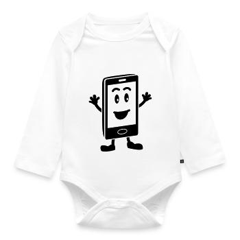Handy smiley - Baby Bio-Langarm-Body - Weiß - Vorne