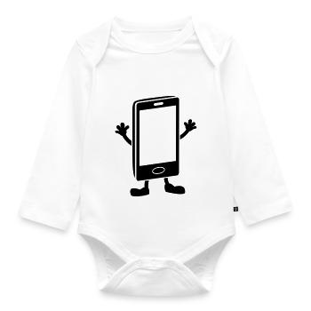 Handy human - Baby Bio-Langarm-Body - Weiß - Vorne