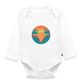Tropical sunset - Organic Longsleeve Baby Bodysuit - white - Front