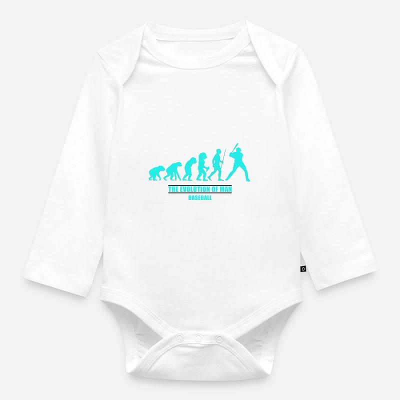 Evolution homme baseball - Body Bébé bio manches longues - blanc