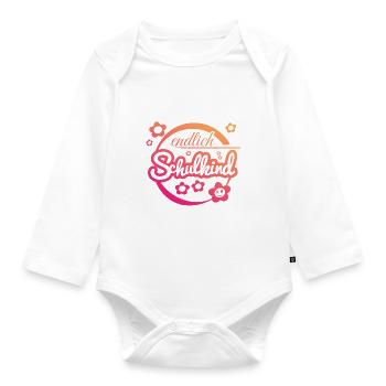 Endlich Schulkind - Baby Bio-Langarm-Body - Weiß - Vorne