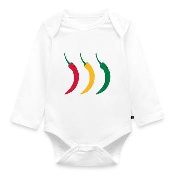 3 heiße Chillies - Baby Bio-Langarm-Body - Weiß - Vorne
