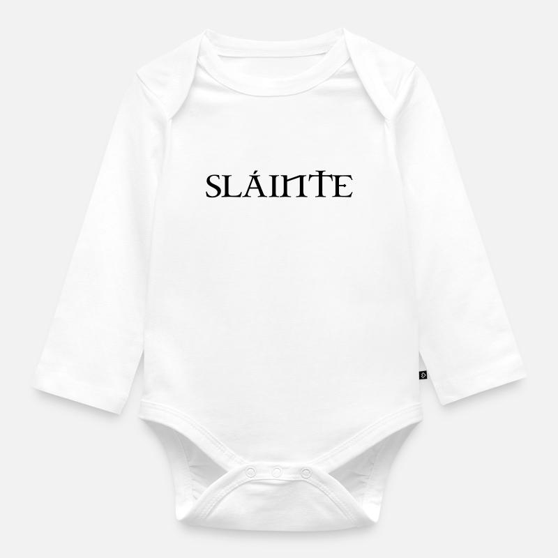 Slainte text uk - Organic Longsleeve Baby Bodysuit - white