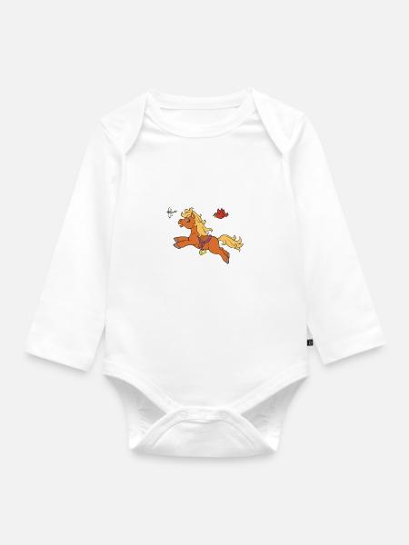 Pony Kinder - Baby Bio-Langarm-Body - Weiß