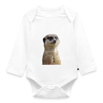 Erdmännchen Foto - Baby Bio-Langarm-Body - Weiß - Vorne
