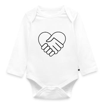 Heart hand in hand white-colorless - Organic Longsleeve Baby Bodysuit - white - Front