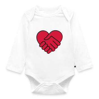 Hand in hand heart red - Organic Longsleeve Baby Bodysuit - white - Front