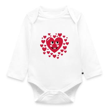 13 heart in love face funny love humor couples - Organic Longsleeve Baby Bodysuit - white - Front