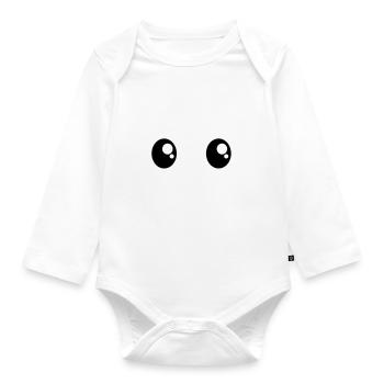 Funny Comic Cartoon Eyes Funny Gift Cheeky - Organic Longsleeve Baby Bodysuit - white - Front