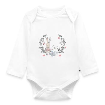 fleurs de lapin | coeurs lapin | saint valentin - Body Bébé bio manches longues - blanc - Devant