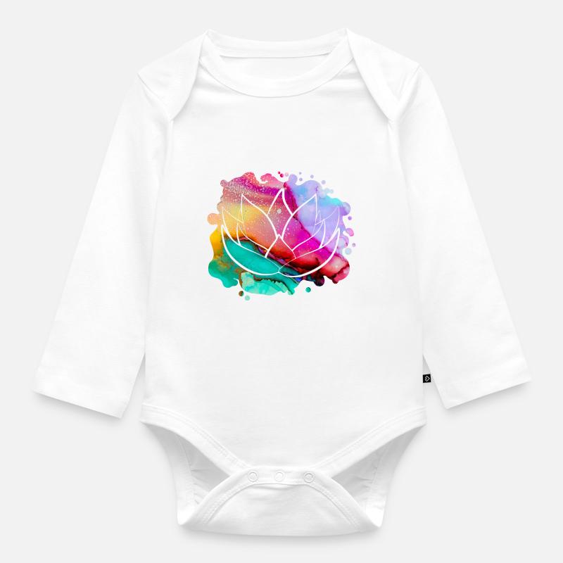 fleur de lotus - Body Bébé bio manches longues - blanc