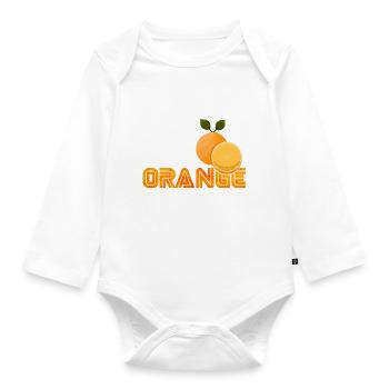 orange - Organic Longsleeve Baby Bodysuit - white - Front