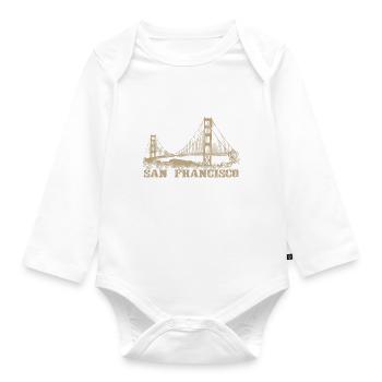 San Francisco Golden Gate Bridge Brücke USA - Baby Bio-Langarm-Body - Weiß - Vorne