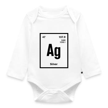 Silver Element im Periodensystem - Baby Bio-Langarm-Body - Weiß - Vorne