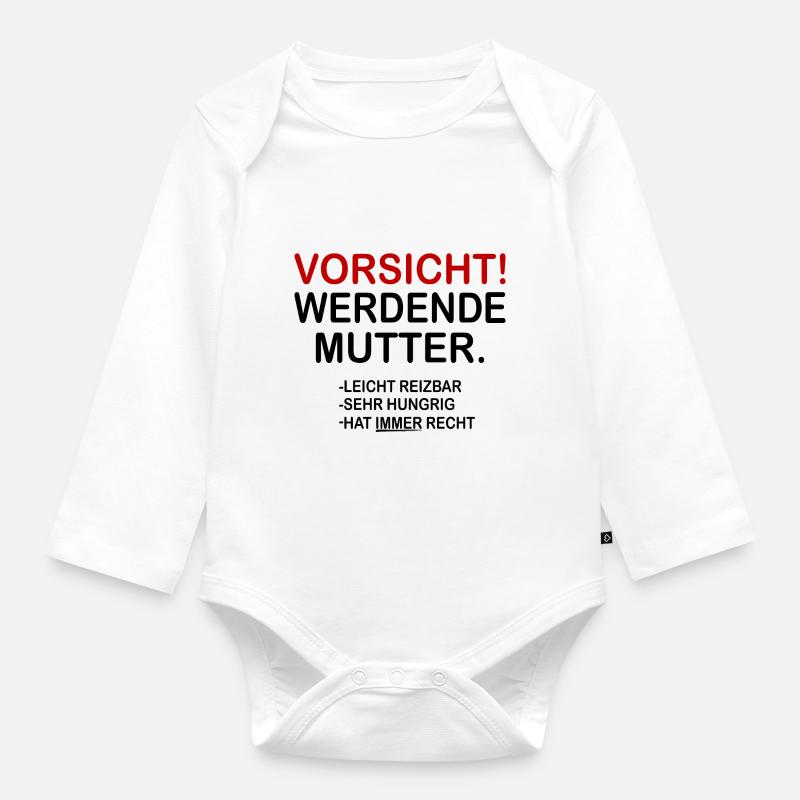 Vorsicht! Werdende Mutter. - Baby Bio-Langarm-Body - Weiß