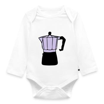 Kaffee - Baby Bio-Langarm-Body - Weiß - Vorne