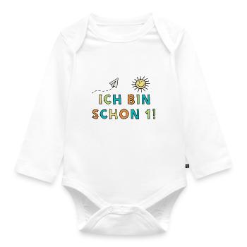 Ich bin schon eins - Baby Bio-Langarm-Body - Weiß - Vorne